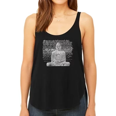 Zen Buddha - женская струящаяся майка Word Art на бретелях черного цвета