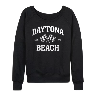 Женская легкая махровая рубашка Daytona Beach с широким вырезом и длинным рукавом, черная с графическим рисунком.
