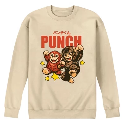 Мужская флисовая толстовка Punch-kun the Monkey с рисунком обезьяны кремового цвета