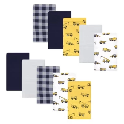 Детские фланелевые салфетки для отрыжки Hudson Baby 10pk bulldozer