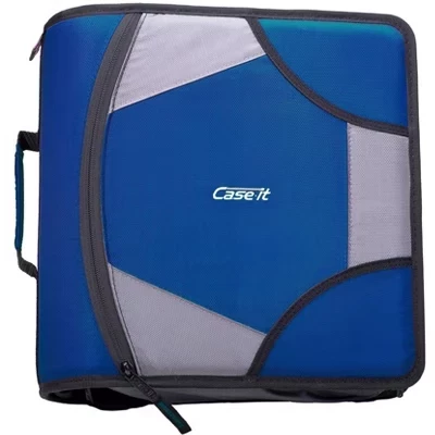 Папка на молнии Case It King Sized, D-кольца 4″, синяя