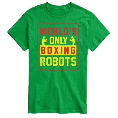 Мужская футболка с коротким рукавом и графическим рисунком Worlds Only Boxing Robots зеленого цвета