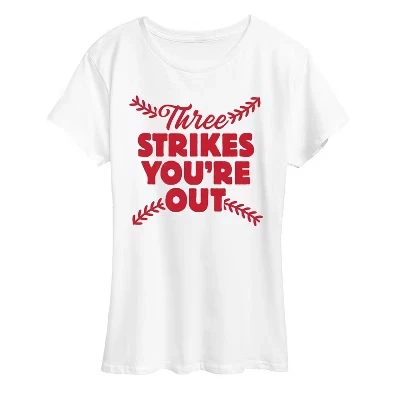 Женская футболка с коротким рукавом Three Strike You're Out, белая