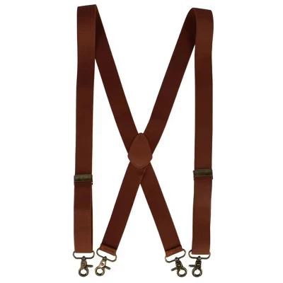 Мужские подтяжки CTM X-back с латунными крючками, коричневые