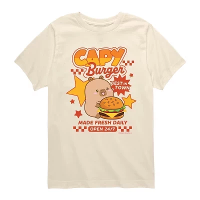 Кремовая футболка с коротким рукавом Capy Burger с графическим рисунком