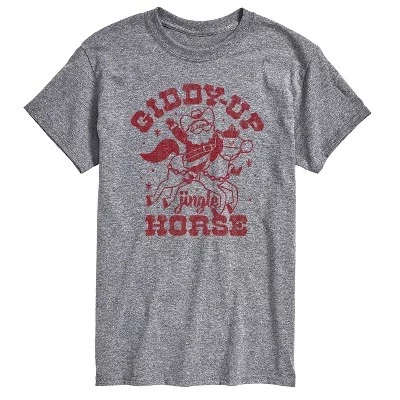 Мужская футболка с коротким рукавом Giddy Up Jingle Horse с графическим рисунком athletic heather