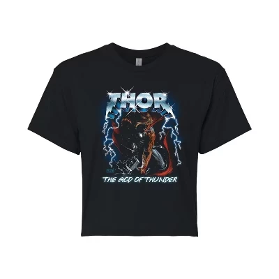Women's -  - Thor Metal Band Style Cropped Graphic T-Shirt black