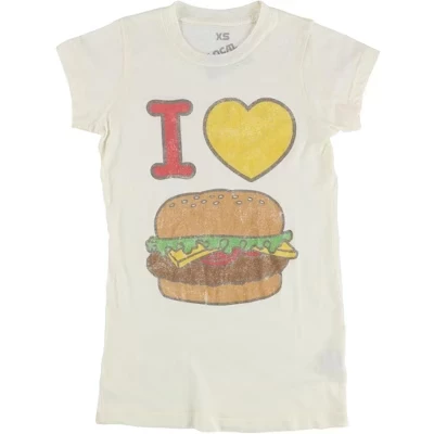 Многоцветная женская футболка с рисунком I Love Burgers