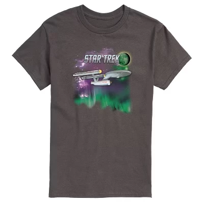 Мужская футболка с коротким рукавом Enterprise Northern Lights и графическим рисунком цвета древесного угля