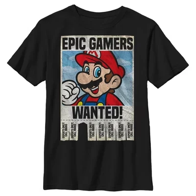 Мужская футболка Super Mario Epic Gamers Wanted черного цвета