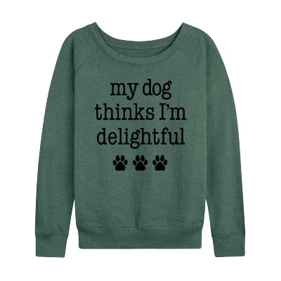 Женская рубашка Dog Thinks I'm Delightful, легкая французская махровая рубашка с широким вырезом и длинными рукавами, с рисунком heather juniper