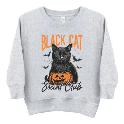 Black Cat Social Club Pumpkin - Толстовка с рисунком для малышей и молодежная толстовка с рисунком серого цвета