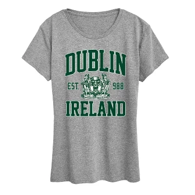 Женская футболка Dublin Collegiate зеленого цвета с коротким рукавом и графическим рисунком