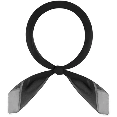 Women's Solid Chiffon Ribbon Square Silky Elegant Neckerchief Handkerchief for Gift Office 1 Pc black