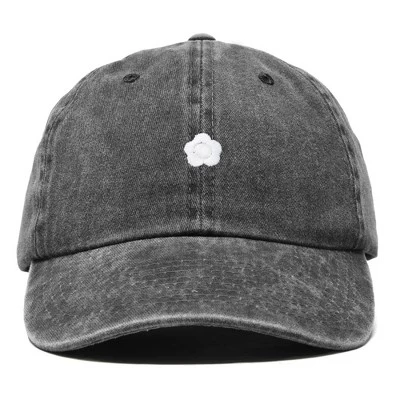 Вышитая маленьким цветком хлопчатобумажная шапочка Outdoor Dad Hat женская черная