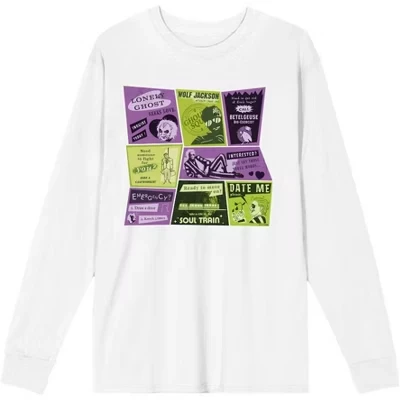 Мужской лонгслив Beetlejuice «Коллаж валентинок», белый