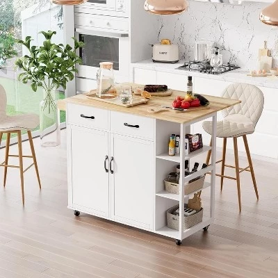 Кухонный остров Garvee 109 см с 2 шкафами, белый