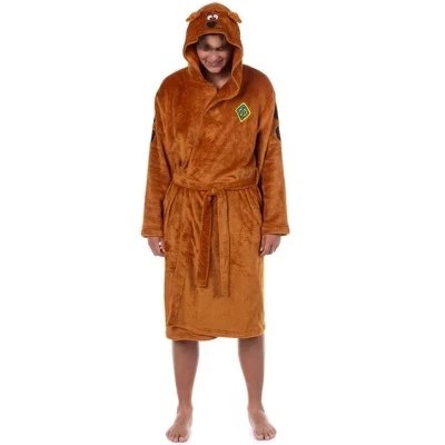 Халат Scooby-Doo Robe с мужским персонажем и 3D дизайном, халат с капюшоном для взрослых, коричневый коричневый