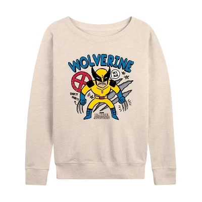 Women's -  - Wolverine Doodles Lightweight French Terry Wide Neck Long Sleeve Graphic Shirt birch