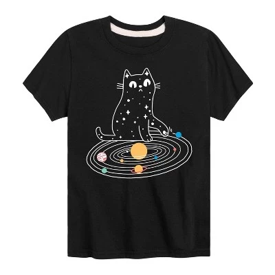Футболка Cat Solar System с коротким рукавом и графическим рисунком черного цвета