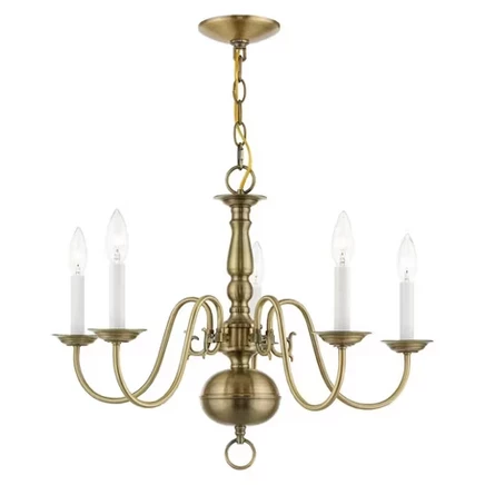 Люстра Livex Lighting Williamsburgh 5, античная латунь