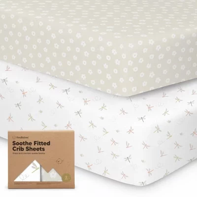 2 простыни KeaBabies Soothe для кроватки, луговые