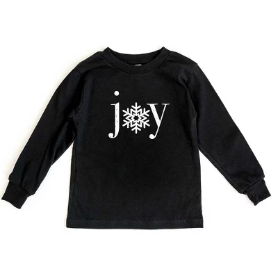 Молодежная футболка Joy Snowflake с длинным рукавом черного цвета