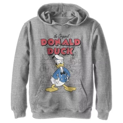 Худи для мальчиков Disney Дональд Дак, серое меланжевое