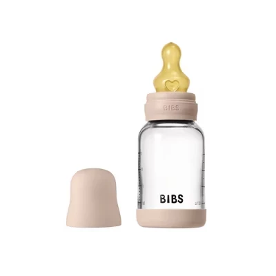 Бутылочка Bibs стеклянная с латексной соской, синяя