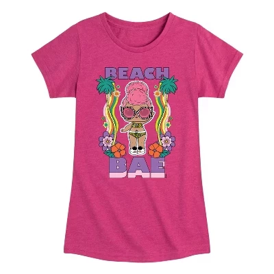 Для девочек - Сюрприз от ЛОЛ! - Футболка Groovy Beach Babe в обтяжку с коротким рукавом и рисунком цвета Хизер фуксия