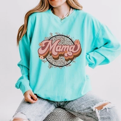 Легкая одежда Mama Leopard Circle, окрашенная в меловой мятный цвет.