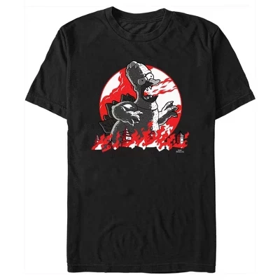 Мужская футболка Godzilla Homer Red Moon черного цвета