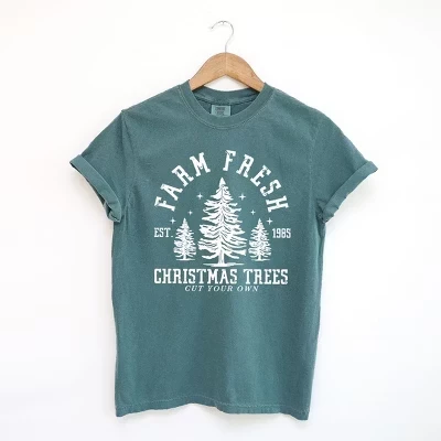 Женская футболка Farm Fresh Trees Stars с коротким рукавом и крашеной отделкой