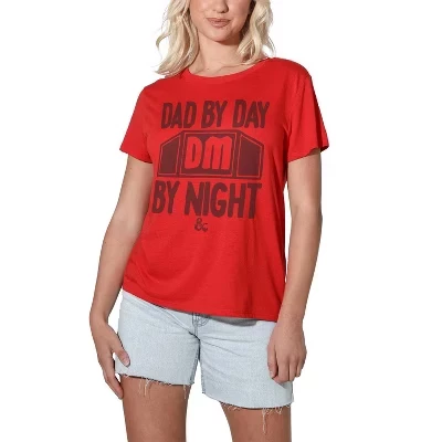 Women's Dungeons And Dragons Daddy By Day, Dm By Night Loose T-Shirt red