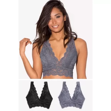Женский бралет Smart Sexy Signature Lace с V‑вырезом, антрацит/черный