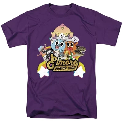 Футболка для взрослых Amazing World Of Gumball Elmore Junior High фиолетового цвета