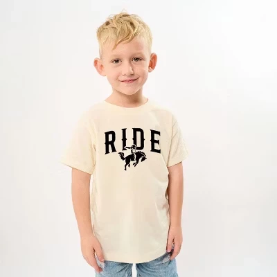 Ride Cowboy Arched - Молодежная футболка с коротким рукавом и графическим принтом кремового цвета