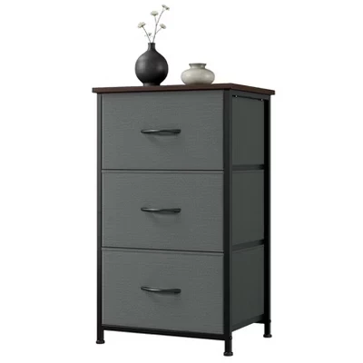 3-Drawer Dresser with Removable Fabric Bins, Multi-Functional Storage Organizer for Bedroom, Living Room, Closet gray