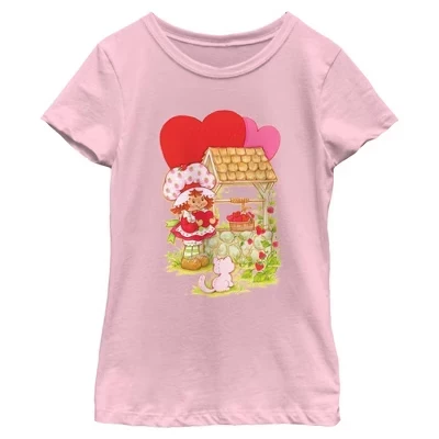 Футболка с заварным кремом Girl's Well Hearts розовая