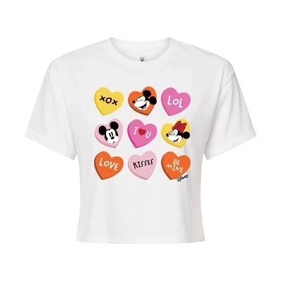 Женская укороченная футболка Disney Heart Grid, белая
