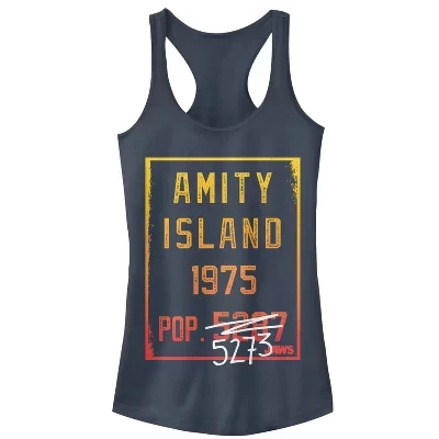 Женская майка для бега Jaws Amity Island Population для юниорок индиго