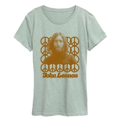 Women's -  - Lennon Peace Portrait Short Sleeve Graphic T-Shirt heather sea foam