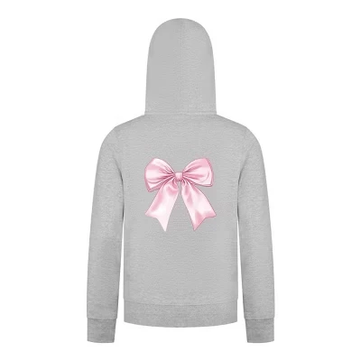 Толстовка на молнии с розовым бантом из коллекции Girls Collection – Симпатичная толстовка с атласной лентой и графическим принтом