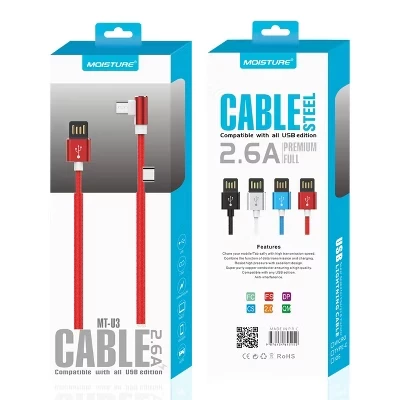 Кабель Reiko USB Type‑C Moisture 2.6A, красный