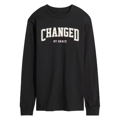 Мужская футболка Changed By Grace Collegiate с длинным рукавом и графическим рисунком, черная