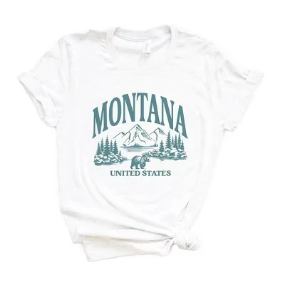 Женская футболка Montana Forest Scene с коротким рукавом и графическим рисунком белого цвета