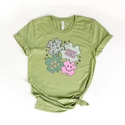 Женская футболка с коротким рукавом и рисунком Stay Gold Lucky Shamrocks