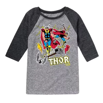 Футболка с графическим принтом в стиле реглан с наклейками Thor athletic heather/heather black