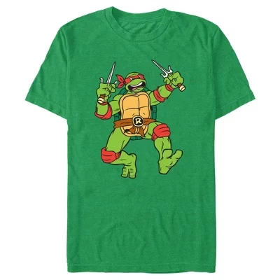 Мужская футболка TMNT «Рафаэль в бою», зеленый меланж