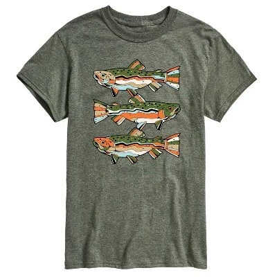 Мужская футболка Northern Trout с коротким рукавом и графическим рисунком heather military green